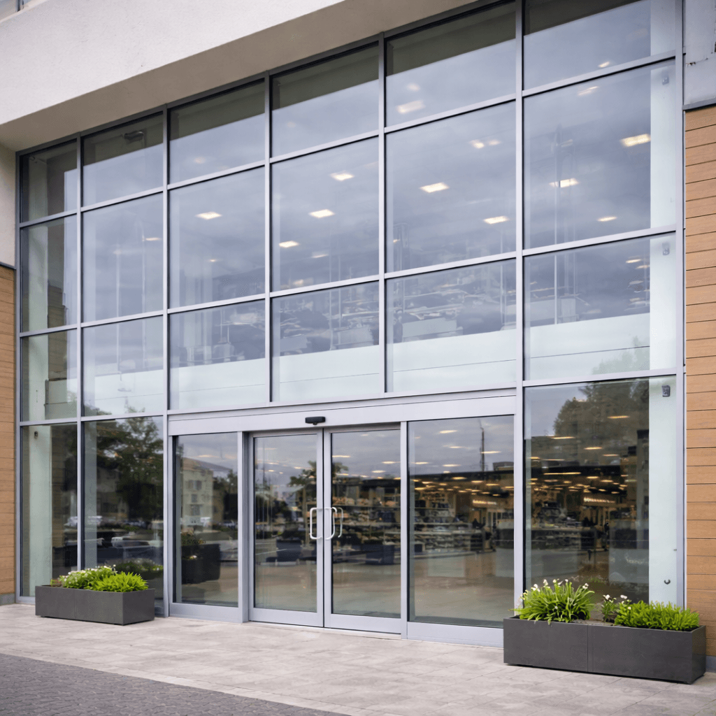 Curtain walling installation in Rainham Essex